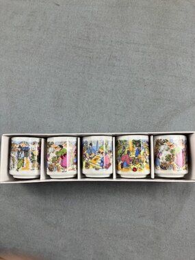Vintage 5 Porcelain Shot Glasses Korea